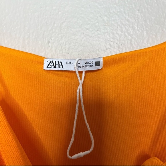 NEW Zara Women Dress Large Orange‎ Mini Stretch Kidcore Casual - Picture 6 of 7